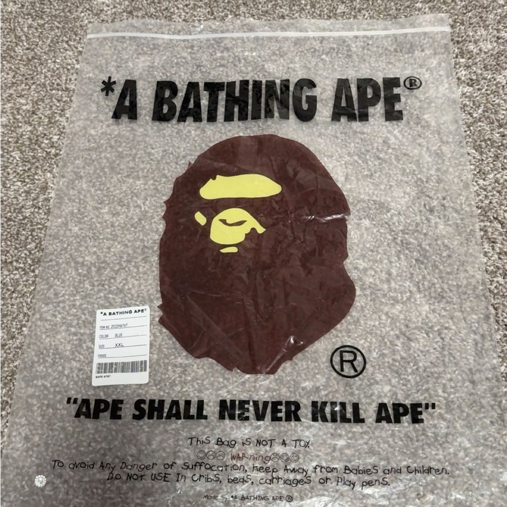 Bape Gray and Yellow Graphic Tee